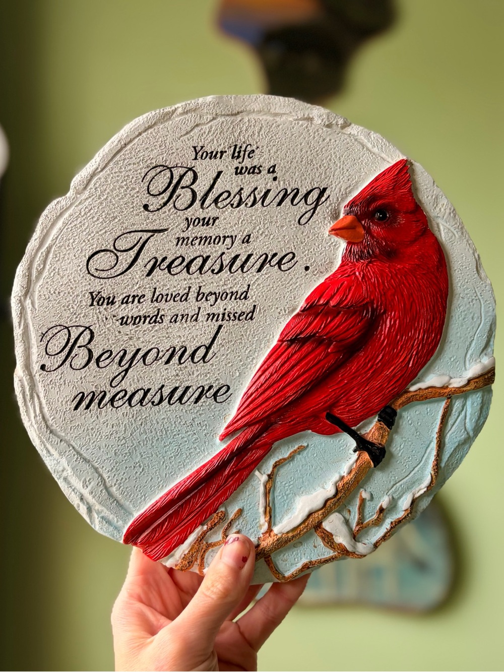 Red Cardinal Vintage Winter Decorative Plaque Memorial Bird Wall Art